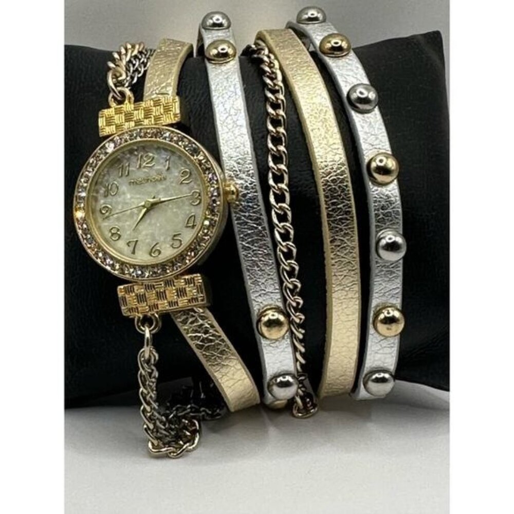 Gold & Silver Multi-Layer Chain Wrap Watch Bracelet